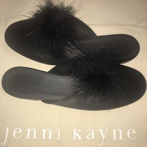 Jenni Kayne black satin slipper with puff